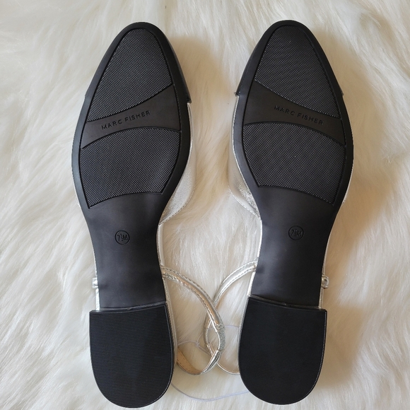 Marc Fisher Silver and Black Slingback Flats - Picture 4 of 6